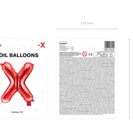 Palloncino in foil Lettera X Rosso Vuoto 35cm