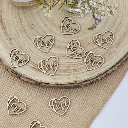 Coriandoli da tavola Love Heart Wood 3,5 cm 24 pezzi
