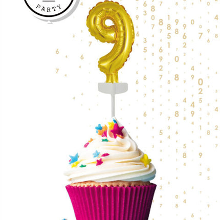 Palloncino in foil 9 anni Gold Cake topper 12,5 cm