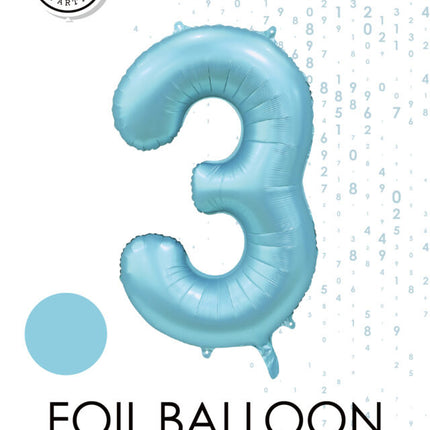 Palloncino figura azzurro 3 anni lucido 86 cm