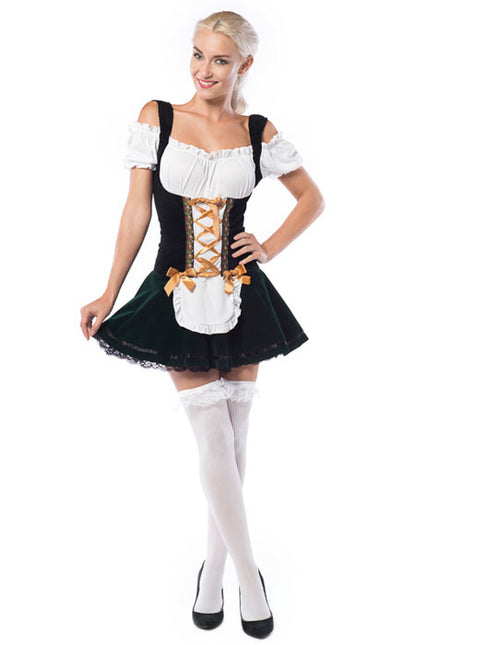 Abito Dirndl Oktoberfest con fiocchi d'oro