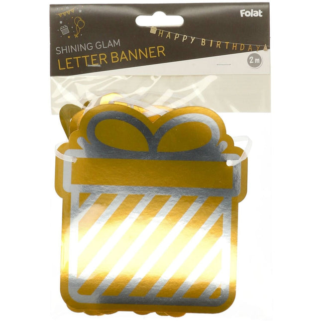 Ghirlanda di lettere di Buon Compleanno Oro 2m