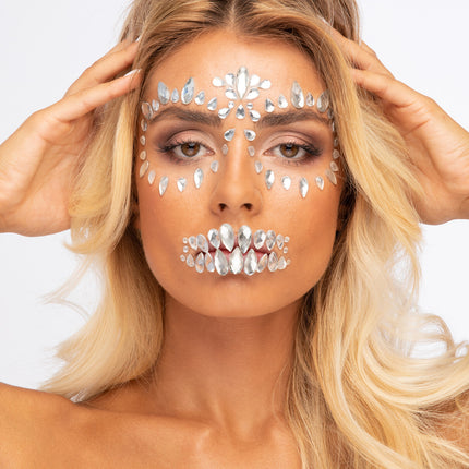 Gioielli per il viso Moon Terror Halloween Teschio di zucchero