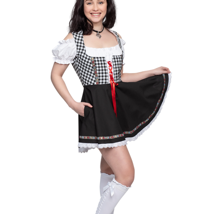 Abito Dirndl Oktoberfest Nero Bianco Donna