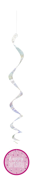 Decorazione da appendere Buon Compleanno Rosa 81cm 6 pezzi