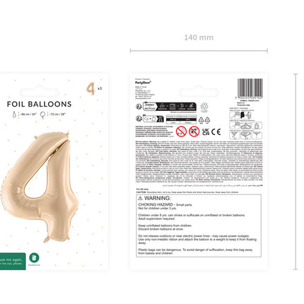 Palloncino figura 4 anni Beige Vuoto 72cm