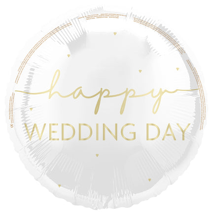 Palloncino a elio Happy Wedding Day Oro Bianco 45 cm