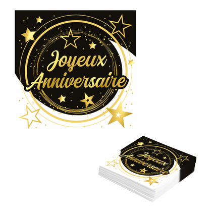 Tovaglioli Joyeux Anniversaire 33cm 12pz