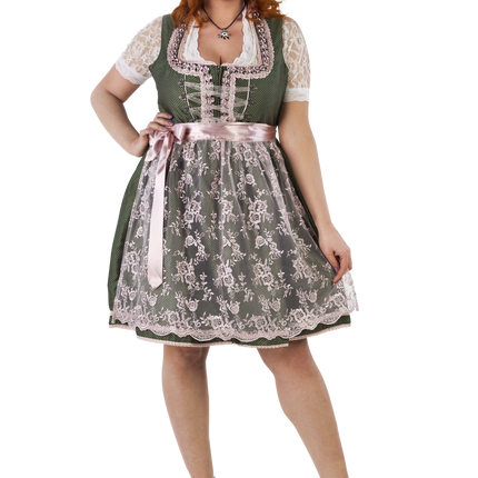 Bianco Verde Abito Dirndl Oktoberfest Donna 2 Pezzi