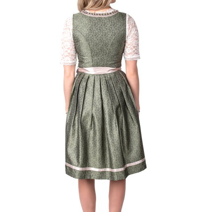 Rosa Bianco Crema Abito Dirndl Oktoberfest Donna Jaquard Grigio
