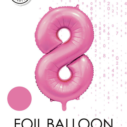 Palloncino rosa a forma di figura 8 anni lucido 86 cm