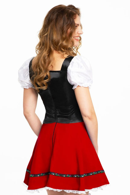 Abito Dirndl Oktoberfest Rosso Bianco con fiocco