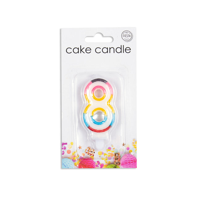 Candela 8 anni colorata 7 cm