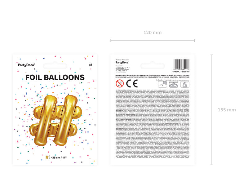 Palloncino in foil Lettera # Oro Vuoto 35cm