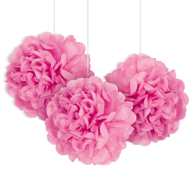 Pompon rosa 20 cm 3 pezzi