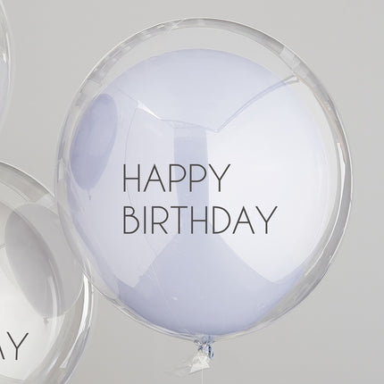 Palloncini blu Happy Birthday a doppio strato 45cm 3pz