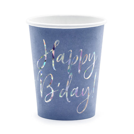 Tazze di Buon Compleanno Blu 220ml 6 pezzi