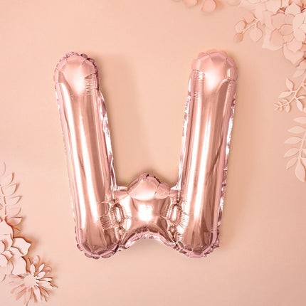 Palloncino in foil Lettera W Oro Rosa Vuoto 35cm