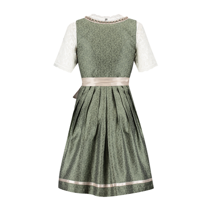 Rosa Bianco Crema Abito Dirndl Oktoberfest Donna Jaquard Grigio