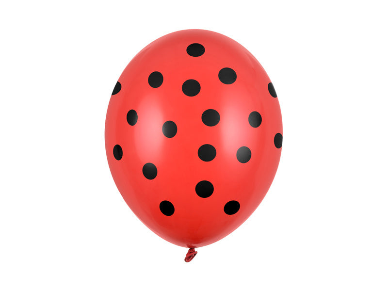 Palloncini rossi a pois neri 30 cm 6 pezzi