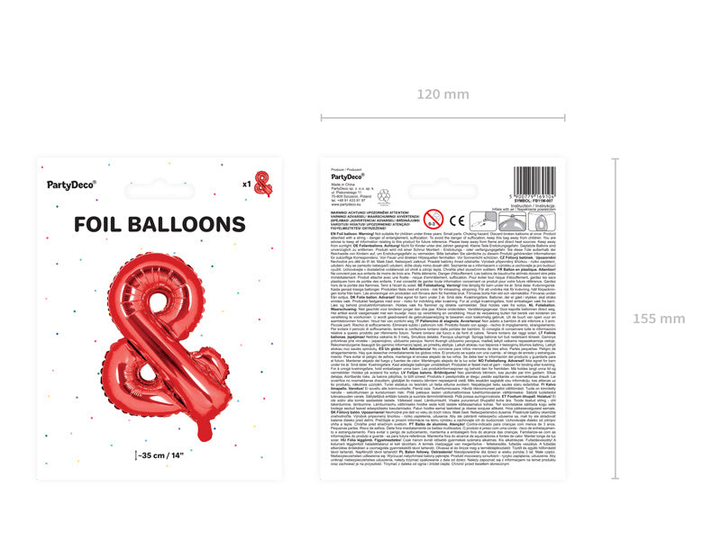 Palloncino in foil Lettera e Rosso Vuoto 35cm