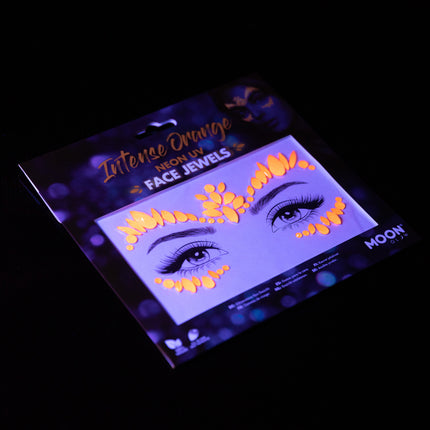 Moon Glow Neon UV Gioielli per il Viso Arancione Intenso
