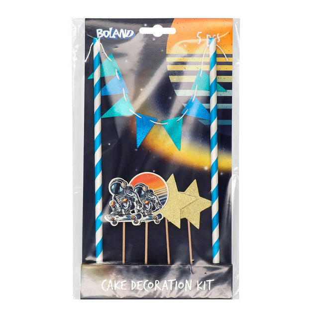 Cake topper per feste spaziali 5 pezzi