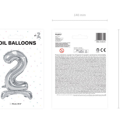 Palloncino Foil Figura 2 Silver Standard Vuoto 70cm