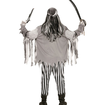 Costume di Halloween da pirata fantasma nero bianco da uomo