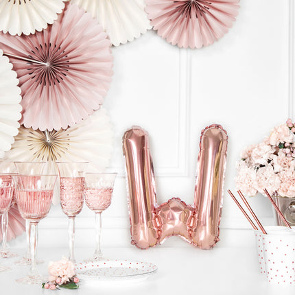 Palloncino in foil Lettera W Oro Rosa Vuoto 35cm