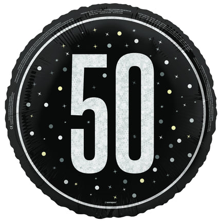 Palloncino ad elio 50 anni nero bianco vuoto 45 cm