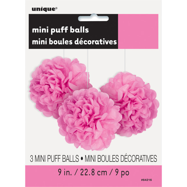 Pompon rosa 20 cm 3 pezzi