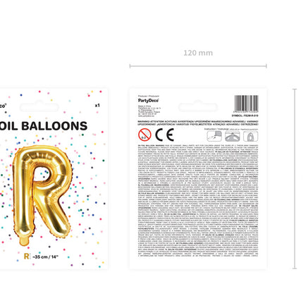 Palloncino in foil Lettera R Oro Vuoto 35cm