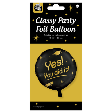 Palloncino ad elio nero Gold Passed You Did It vuoto 45 cm