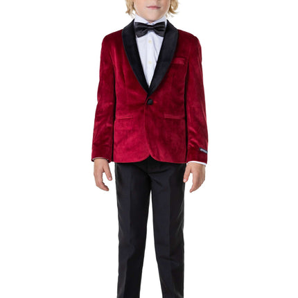 Blazer in velluto rosso bordeaux Ragazzo <tc>OppoSuits</tc>