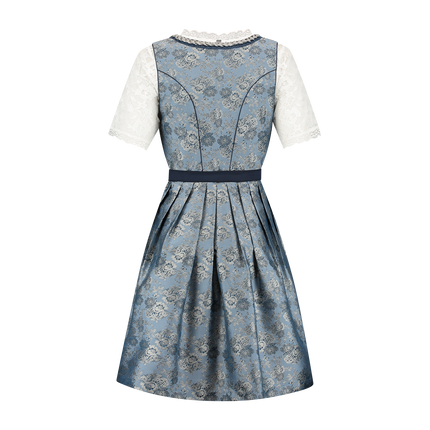 Abito Dirndl Blu Argento Oktoberfest Donna 2 Pezzi