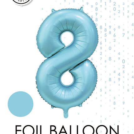 Palloncino figura azzurro 8 anni lucido 86 cm