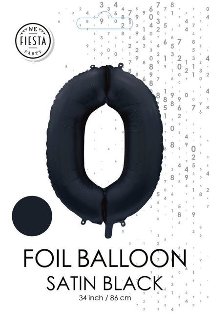 Palloncino nero numero 0 anno lucido 86 cm