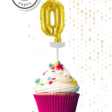 Palloncino in foil oro per torta 0 Year 12,5 cm