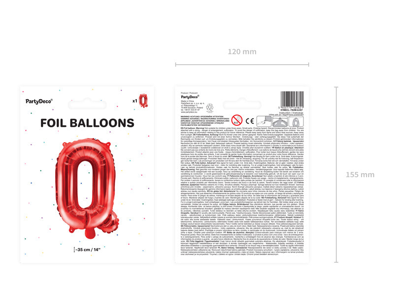 Palloncino in foil Lettera Q Rosso Vuoto 35cm