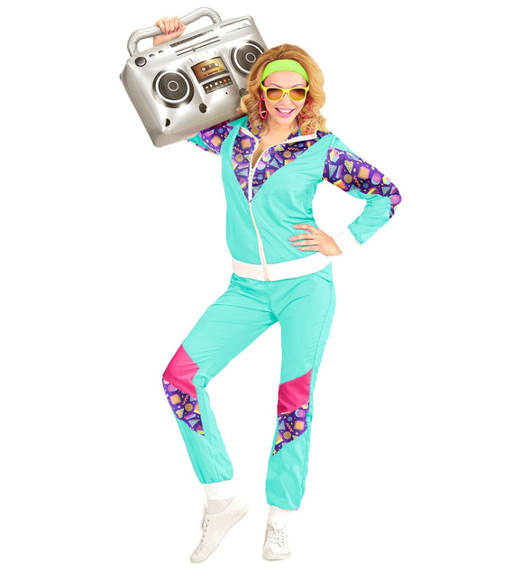 Neon 80S Tuta da ginnastica difettosa Azzurro