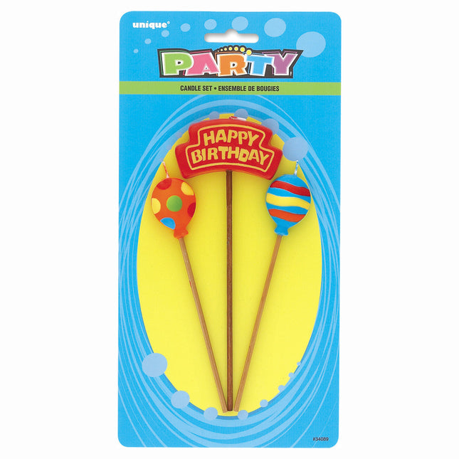 Candele di compleanno Palloncini di buon compleanno 26,4 cm 3 pezzi