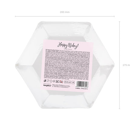 Piatti Buon Compleanno Rosa Chiaro 20cm 6pz