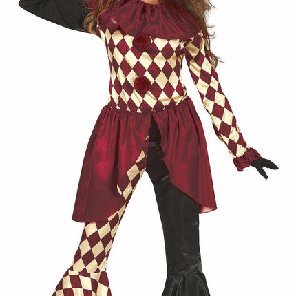 Costume di Halloween da clown horror da donna rosso oro