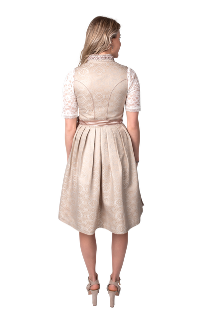 Rosa Bianco Crema Abito Dirndl Oktoberfest Donna Jaquard
