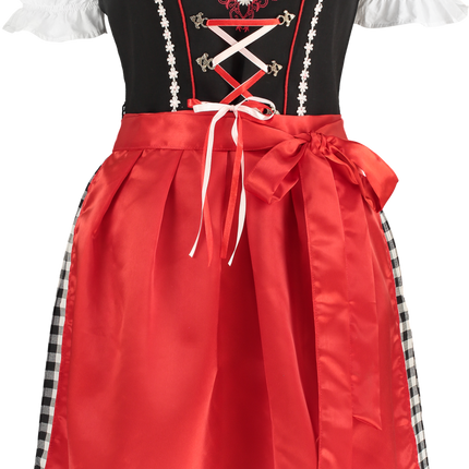 Abito Dirndl bianco e nero Oktoberfest Donna a scacchi