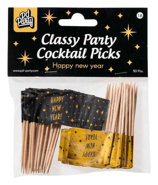 Bastoncini da cocktail Buon Anno 6,5 cm 50 pezzi