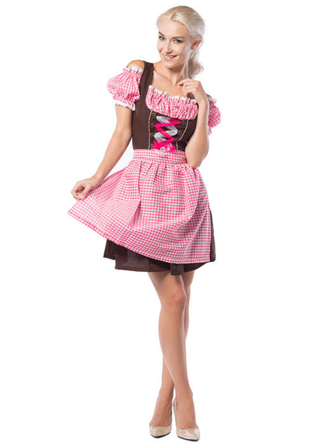 Abito Dirndl Oktoberfest Rosa Marrone