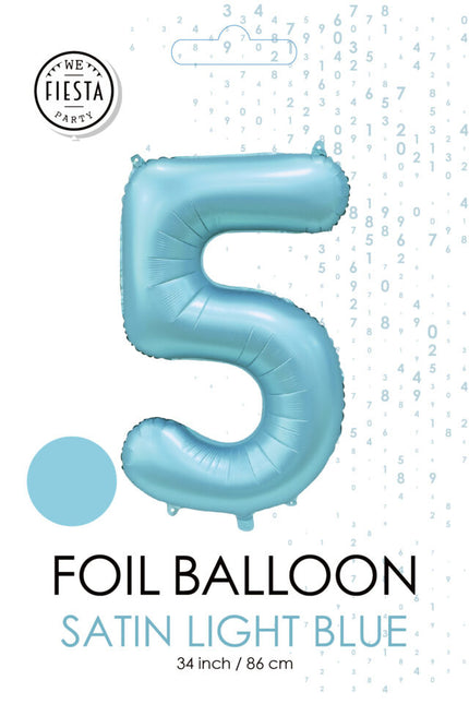 Palloncino figura azzurro 5 anni lucido 86 cm