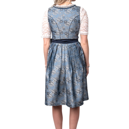 Abito Dirndl Blu Argento Oktoberfest Donna 2 Pezzi